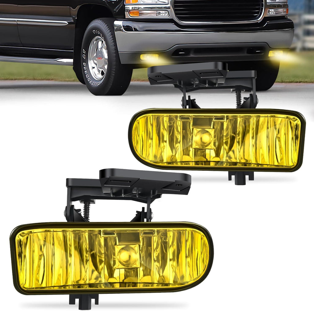 Fog Light Assembly For 1999 2000 2001 2002 GMC Sierra 1500 2500 2001 2002 Sierra 1500HD 2500HD 3500 2000-2006 Yukon Fog Lamp Amber Lens Nilight