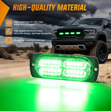 4PCS 24LED Emergency Strobe lights 12V 24V Green Surface Mount Grille Hazard Safety Warning Light Sync Feature Side Flashing Marker Flash for Car Truck Campers