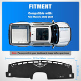Dash Cover for Ford Maverick 2022-2024, Custom Fit Suede Dashboard Mat Non‑Slip Sunshade Glare Protector Interior Accessories Black
