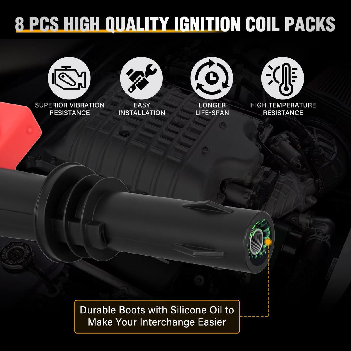 Ignition Coil Pack DG511 Fit for Ford F150 F250 F350 Super Duty Expedition Explorer Lincoln Navigator Mark Mercury 1999 2000 2001-2008 4.6L 5.4L V8 V10 OE# C1541 FD508 Ignition Coils Set of 8