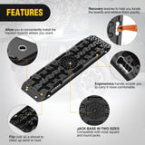 Off Road Traction Boards 4x4 Truck Jeep Recovery Tracks Mats Gear | Heavy Duty Tire Recovery Boards Mounting Kit With Round and Square Jack Lift Base for Truck Jeep SUV Mud Sand Dunes Snow