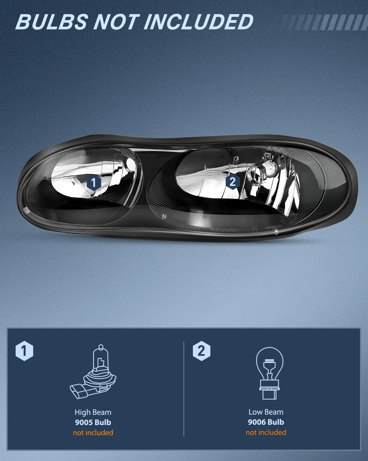 Headlight Assembly Compatible with 1998-2002 Chevy Camaro | 1998 1999 2000 2001 2002 Chevy Chevrolet Camaro OE Style Halogen Replacement Headlamps Black Housing