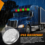 Watermelon Light 17 LED Dual Color 2PCS Stainless Steel Bezel Red to Green Side Marker Clearance Turn signal Lights 4 Plug IP68 Waterproof for Trailer Truck Pickup Camper RV ATV UTV Boat