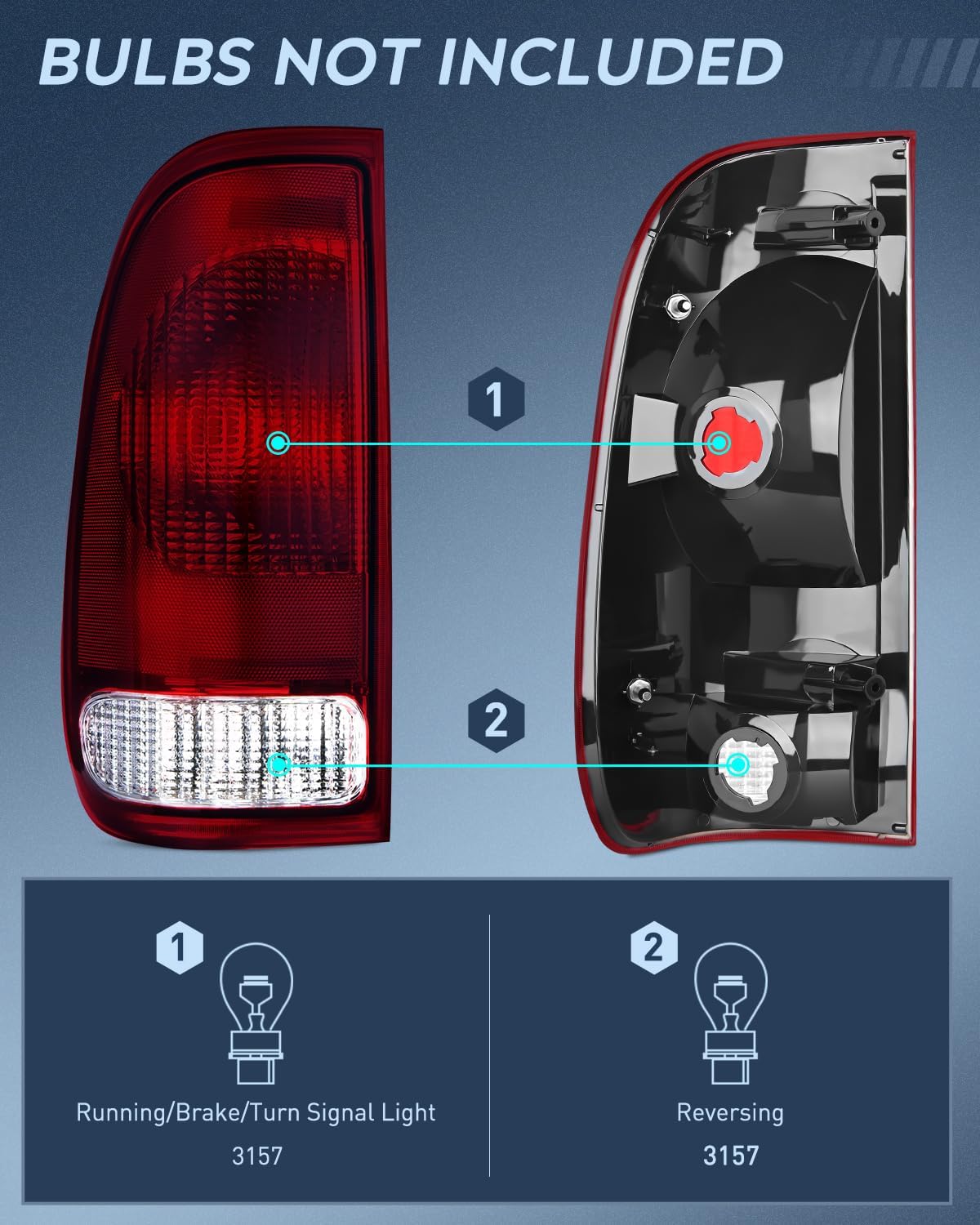 Taillight Assembly Compatible with Ford 1997 1998 1999 2000 2001 2002 2003 2004 2005 2006 2007 Ford F150 Styleside F250 F350 F450 F550 Super Duty Dark Red Rear Tail Light Lamp OE Style