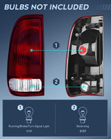 Taillight Assembly Compatible with Ford 1997 1998 1999 2000 2001 2002 2003 2004 2005 2006 2007 Ford F150 Styleside F250 F350 F450 F550 Super Duty Dark Red Rear Tail Light Lamp OE Style