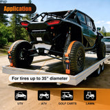 Wheel Chock Tie Down Kit 4500lb Break Strength 4Pcs E-Track Ratchet Straps 8 Pcs Heavy Duty Trailer Tire Straps System for ATV, UTV, Lawn Mower,SXS 10 in-30 in Diameter Tires Orange
