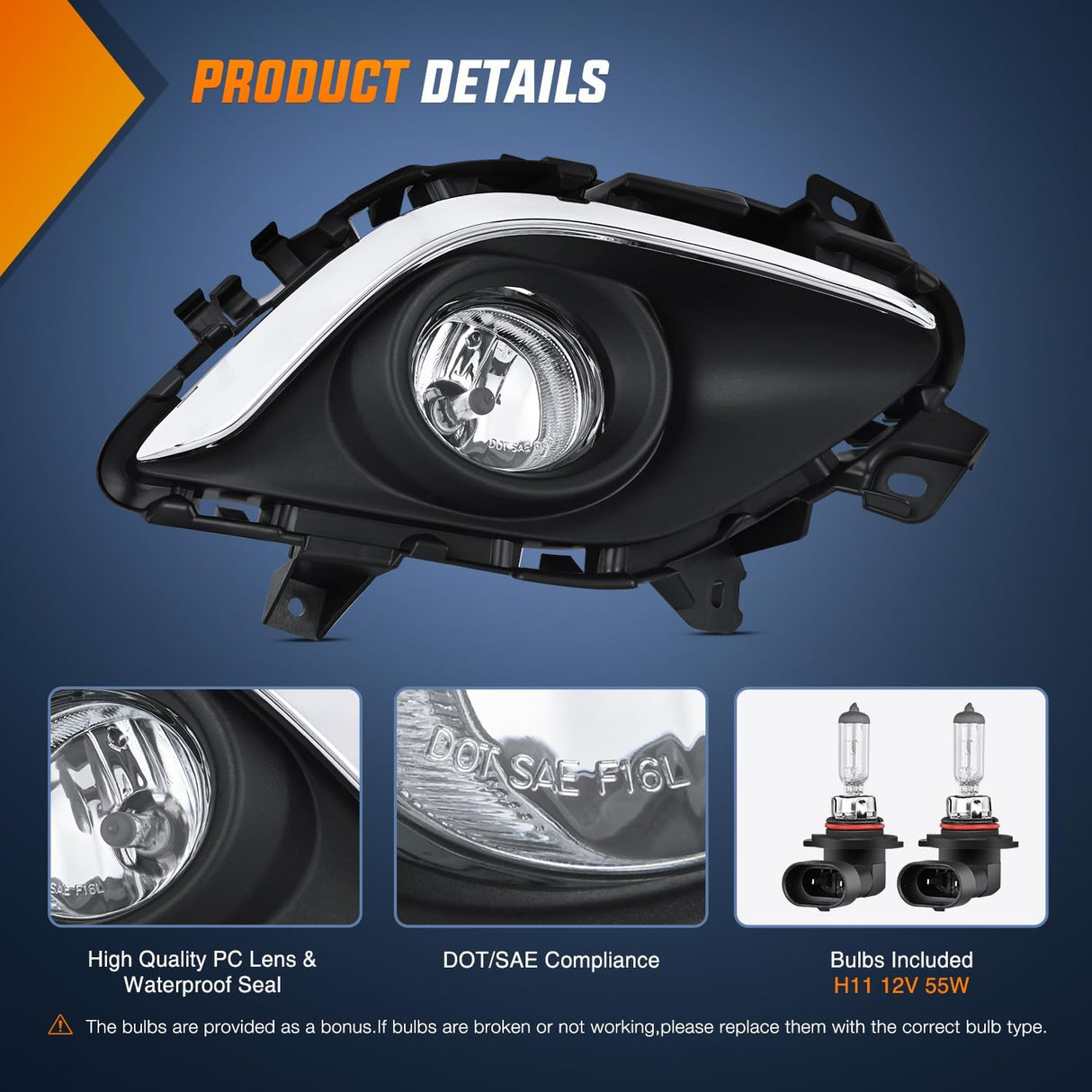 Fog Lights Assembly Compatible with 2013 2014 2015 MAZDA 6 Clear Lens Driver and Passenger Side H11 12V 55W Bulbs