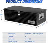 30 Inch Truck Tool Box Heavy Duty Aluminum Diamond Plate Truck Bed Toolboxes 30''X13''X9.6'' Waterproof Pick-Up Storage Tool Boxes for Bed of Truck RV Trailer with Side Handle Lock Keys, Black