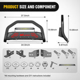 Bull Bar with Light Bar&License Plate Hole Compatible with Toyota Tacoma 2024 2025 2026 Truck Brush Guard, Front Bumper Push Bar w/Grille Skid Plate Light Mount