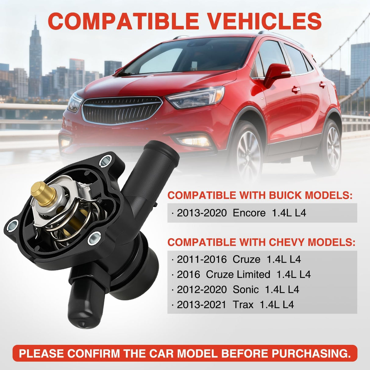 Thermostat Housing Assembly Compatible with Chevy Cruze 2011-2016 Sonic 2012-2020 Trax 2013-2021 Buick Encore 2013-2020 Engine Coolant Thermostat Housing for Car 902-808 25200455 55565336