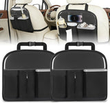 Car Seat Back Organizer 2PCS Black PU Leather Universal | Removable Inner Bucket Tissue Box Mesh Pockets Waterproof Hanging Storage Bag for Cars Vans SUVs MPVs Pickup Trucks