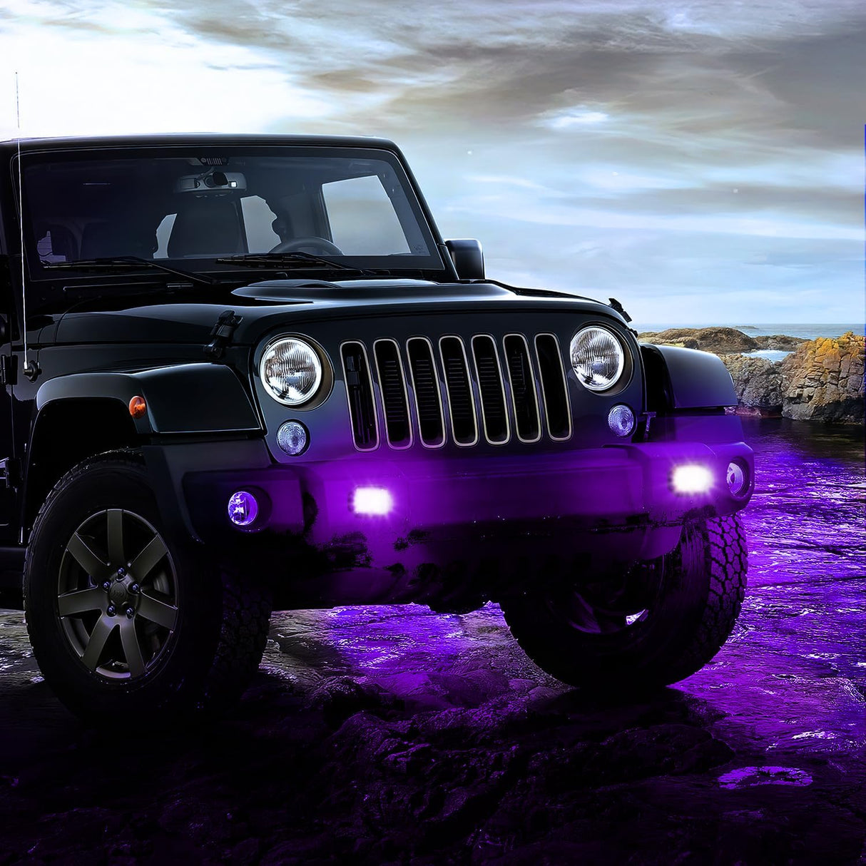 Flush Mount LED Light Pods 2 PCS 42 W Purple Upgraded Spot Flood Combo Bumper Driving Decoration Neon Light Bar Off Road Lights 12V 24V Lighting for Truck ATV UTV SUV Pickup Van Boat Tractor