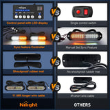 8PCS Led Strobe Lights with Controller 12V 24V Sync Feature Amber White Strobe Light 12 LED Surface Mount Emergency Hazard Warning Lights with Strobe Controller for Vehicle Car Truck RV ATV