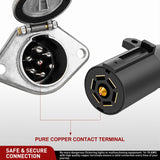 Vehicle-Side 7-Pin Round Trailer Wiring Harness Socket 7 Way Female-End Adapter Replacement SAE J560 Die-Cast Zinc Housing 7 Pole Round Electrical Connector for Semi Truck Trailer Car