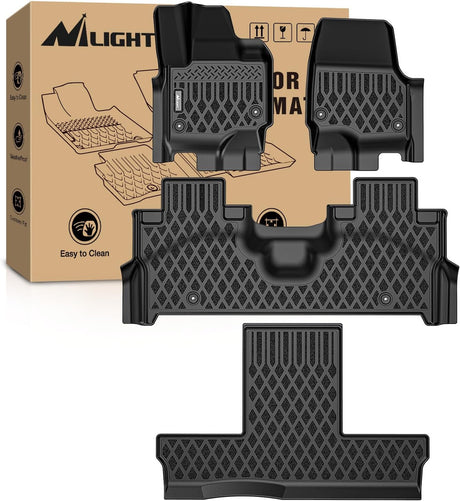 TPE Floor Mats for Ford Expedition Max Lincoln Navigator L 7 Seats 2025 2026 All Weather Custom Fit Heavy Duty Floor Liners