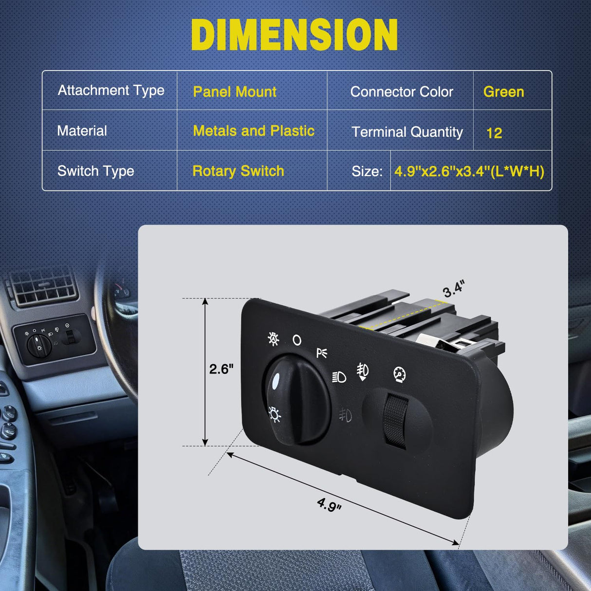 Headlight Dimmer Switch Compatible with 2002 Ford F250 Super Duty 2002 2003 2004 Ford F350 F450 F550 Super Duty W/Auto Headlights and Fog Lights