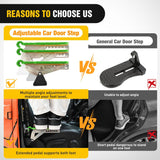 Car Door Step Universal Aluminum Latch Step for Car Roof Access Portable Folding Car Door Latch Hook Step Multi-Adjustable Both Feet Stand Pedal Max Load 500 Lbs for Truck SUV Vehicles, Green