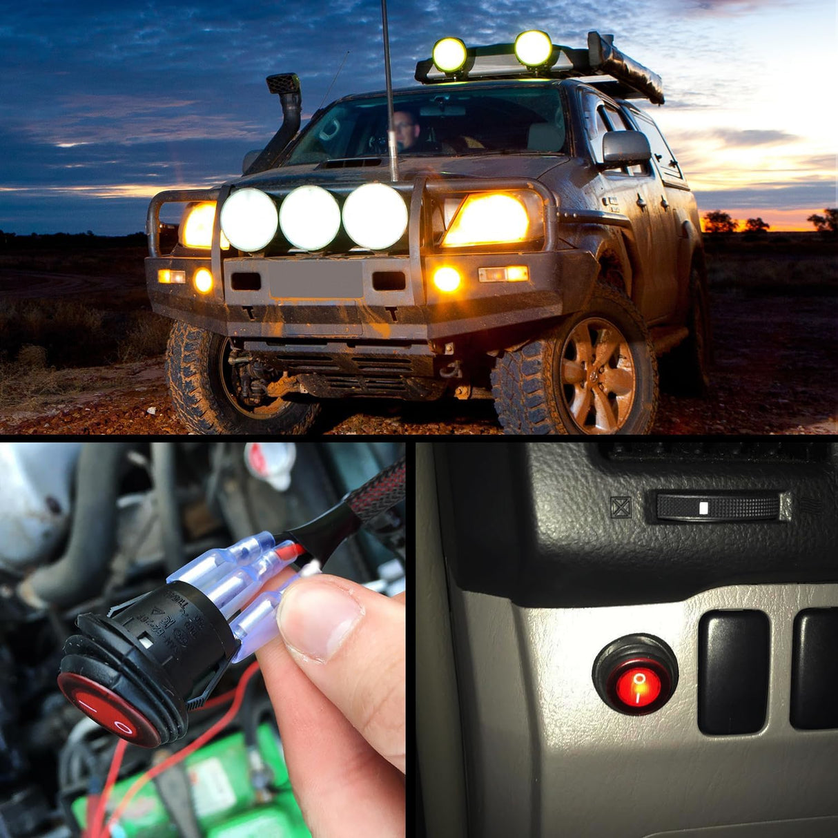 Wiring Harness Kit Nylon 14 AWG 2 Leads 12 V On Off Switch Power Relay Blade Fuse for LED Light Bar Off Road Lights on Cars Jeep Boat Trucks