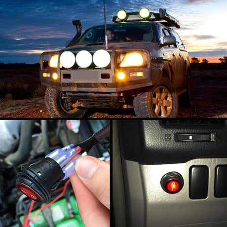 Wiring Harness Kit Nylon 14 AWG 2 Leads 12 V On Off Switch Power Relay Blade Fuse for LED Light Bar Off Road Lights on Cars Jeep Boat Trucks