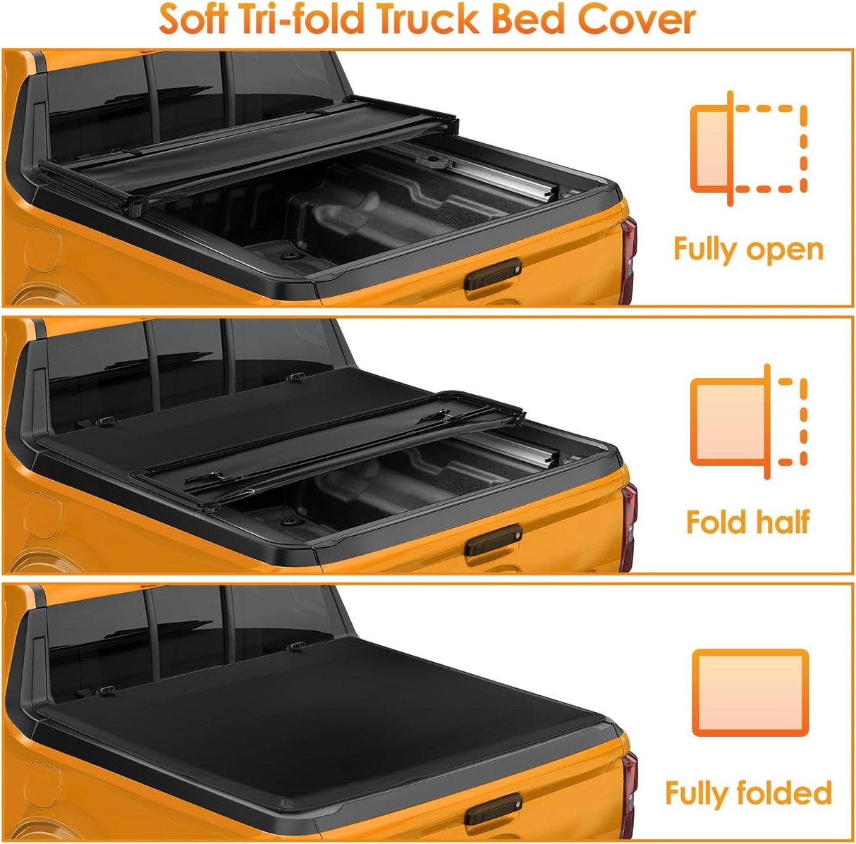 Truck Bed Tonneau Cover Soft Tri-fold Fits for 2002-2024 Dodge Ram 1500/2003-2025 Dodge Ram 2500 3500-6.4ft