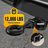 Heavy Duty Forged Receiver Mount Tow Eye 12,000 lb Towing Capacity | Fits 2 Inch Receivers Black Powdercoat Trailers and Towing Accessories