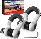 3/4 Inch D Ring Anti-Theft Shackle Tow Hook Jeep Truck SUV ATV UTV | Off Road Recovery Gear 19T 41,887 lbs Break Strength 4.75T WLL Rust-Resistant Anti-Rattle Isolators Heavy Duty White 2pack