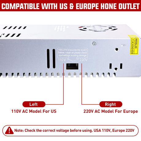 AC 110V/220V to DC 24V Voltage Converter 15A 360W Switching Power Supply Adapter Transformer Low Voltage Output LED Driver for LED Strip Light Radio CCTV Camera Security Video System