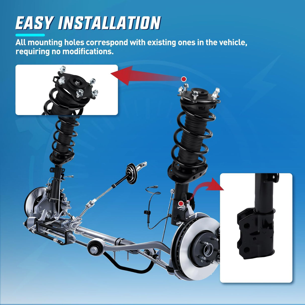 Front Struts Shocks Complete Assembly Kit Fit for Honda CR-V 2.4L L4 2007 2008 2009 2010-2014 (Exc.Touring), Front Shock Absorber Strut Coil Spring Assembly Pair Replace OE#272492 272491, 2PCS