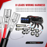16AWG 14AWG 12AWG LED Light Bar Wiring Harness Kit 12V On/Off 4 Gang Rocker Switch Panel Power Relay Blade Fuse 5Pin Toggle Switches for Cars Boat ATV Trucks-8 Leads