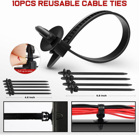 975Pcs Car Push Retainer Clips Auto Fasteners Kit Included 33 Sizes Nylon Bumper Fender Rivets Door Trim Panel Clips with 5 Fasteners Remover 10 Cable Ties for Toyota GM Ford Honda Chevy Audi