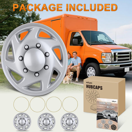 Wheel Cover Hubcaps 16 Inch for Ford Truck CEG 1998-2007 Econoline MTD E250 E350 E450 E550 2008-2021 Hub Caps 16 inch Set of 4 Rim Covers Protector Wheel Replacement F8UZ1130AA 7 spoke, Silver