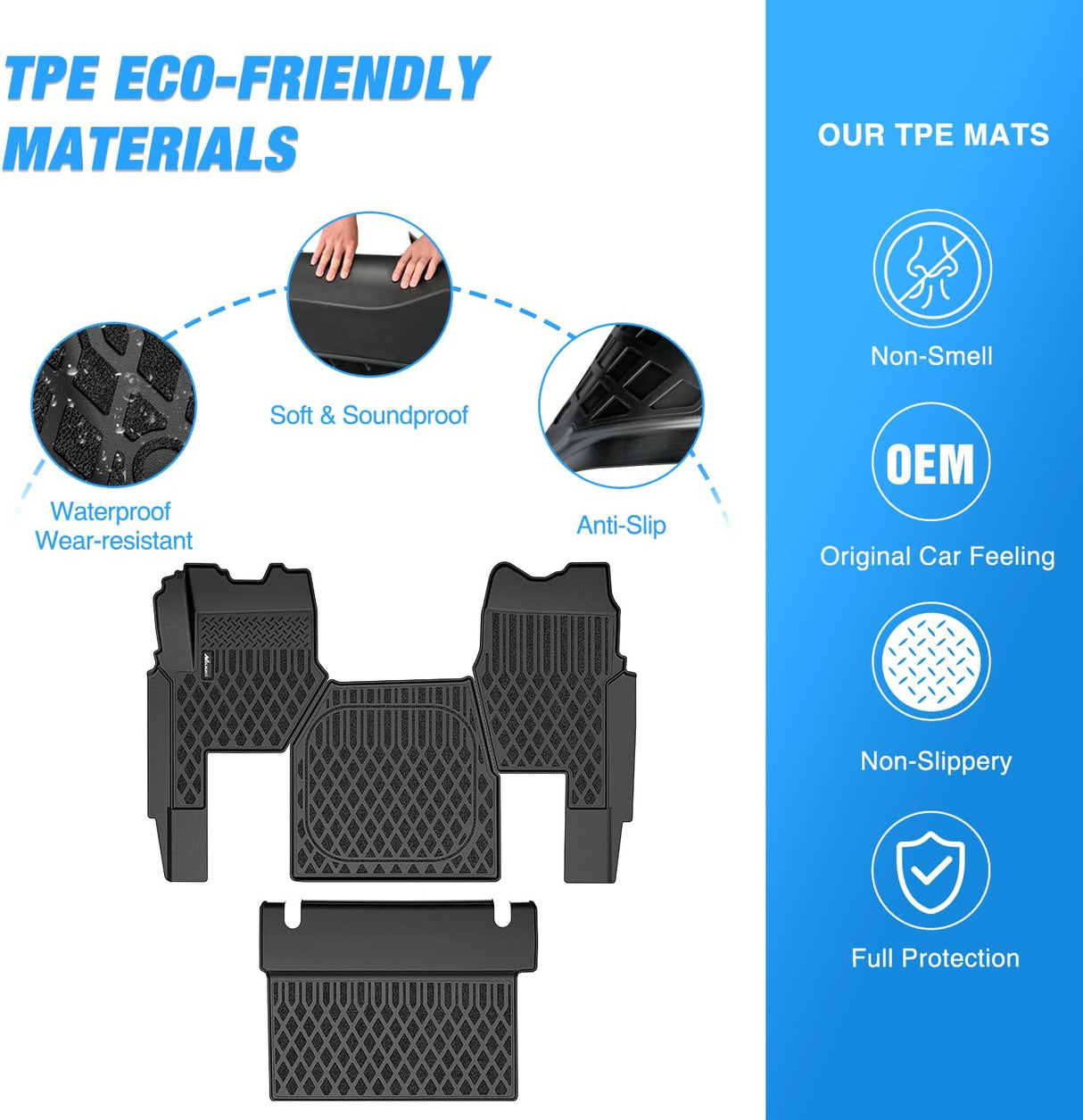TPE Floor Mats for Mack Anthem 2018 2019 2020 2021 2022 2023 2024 2025 All Weather Custom Fit Heavy Duty Floor Liners