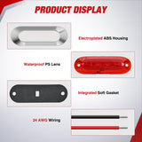 10PCS Red Oval Side Marker Lights 4 LED 3.7 Inch Clearance Lamp IP68 Waterproof DC 12-24V with Chrome Bezel Universal for Car Auto Truck Bus Trailer Boat Deck