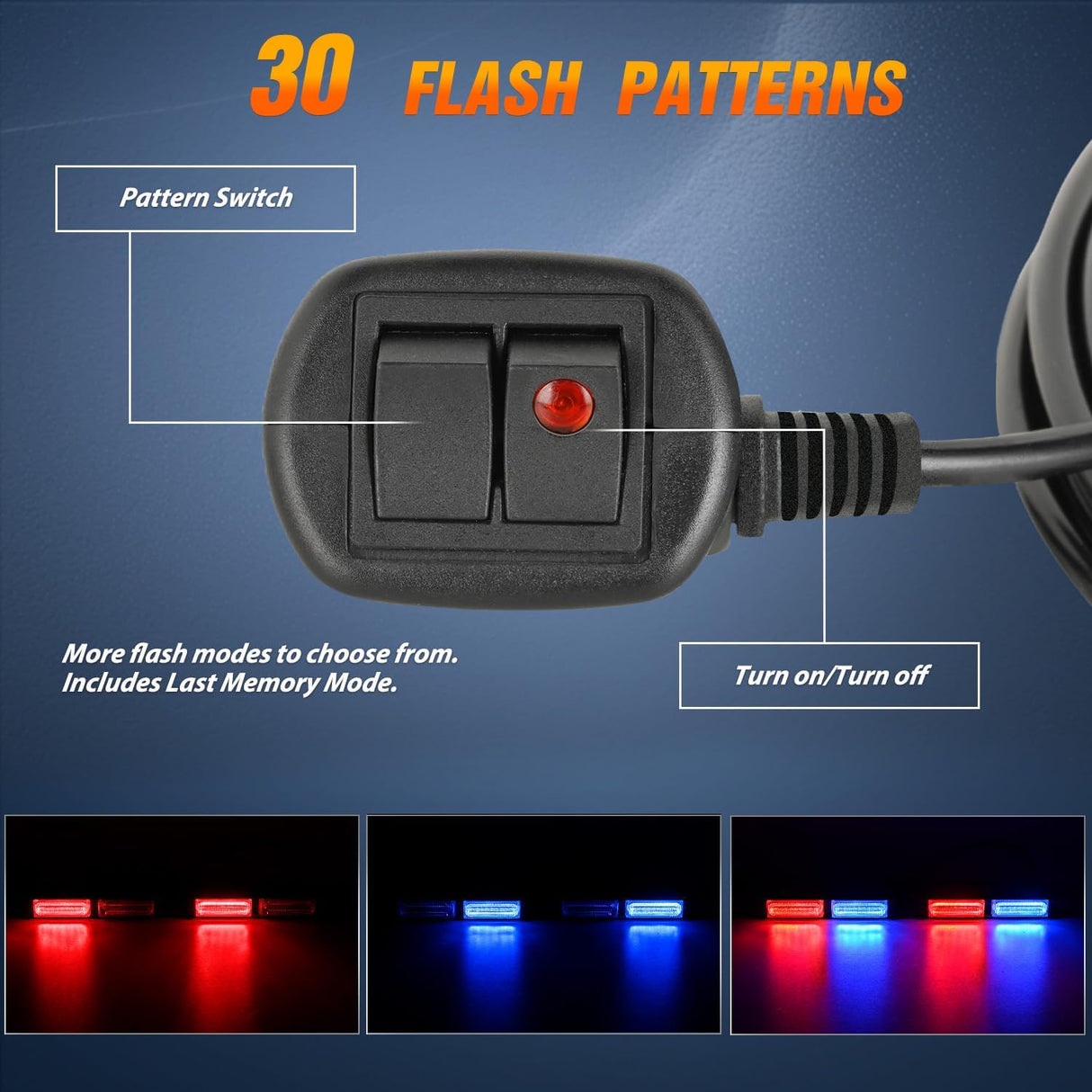 40LED Blue Red Emergency Strobe Traffic Advisor Light Bar with Suction Cups Dash Safety Warning Hazard Flashing Lights Interior Front/Rear Windshield for Trucks Construction Vehicles