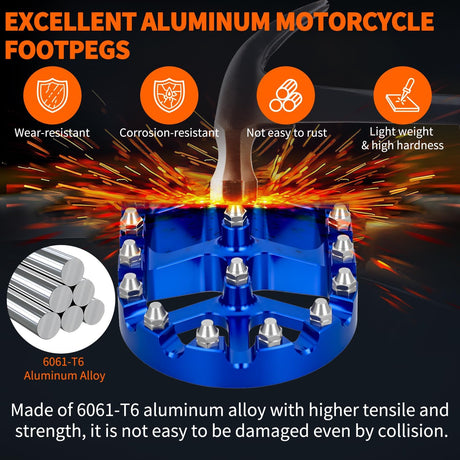Motorcycle Foot Pegs Dirt Bike Footpegs Fit for Yamaha PW50 1981-2021 PW80 1983-2006 Y-ZINGER 1985-2001 TW200 1987-2021 CNC Foot Pegs for Motorcycles Heavy Duty Foot Rests Peg Pedal, Blue