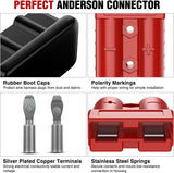 Anderson Connector 50AMP 6AWG Anderson Plug 12V-36V Battery Quick Connect/Disconnect Wire Harness Plugs Connectors Kit for 6 Gauge Cables Car Marine ATV Trailer Towing Winch Motor, 2 Pack Red