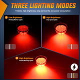 Watermelon Light 17 LED Triple Function 2PCS Red Lens Stainless Steel Bezel Marker Clearance Strobe Brake Lights 4 Plug IP68 Waterproof for Trailer Truck Pickup Camper RV ATV UTV Boat