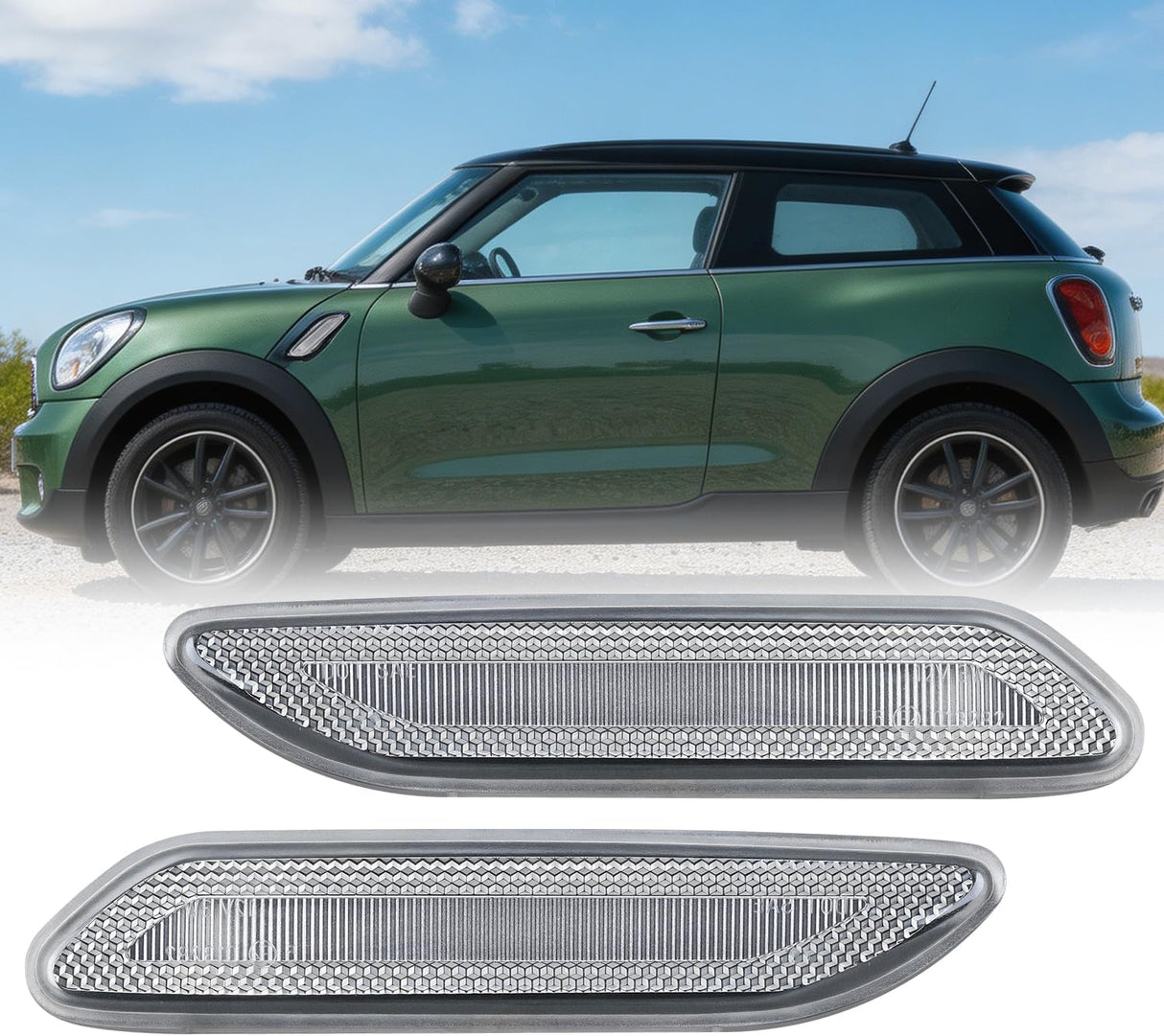 Fender Side Marker Light Lens 2PCS Clear Replacement MINI Cooper | Front Clearance Light Housing Replacement Compatible with 2011-2016 MINI Cooper R60 Countryman R61 Paceman