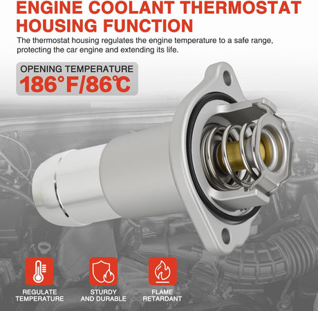 Aluminium Thermostat Housing Assembly Fit for Chevy Colorado GMC Canyon 04-12 Hummer H3T 06-10 Isuzu i-280 i-290 i-350 i-370 06-08 Engine Coolant Thermostat Housing for Car 15-11073 12622316