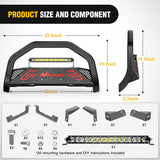 Bull Bar with Light fits 2016-2022 Honda Pilot, 2017-2024 Ridgeline, 2018-2020 Odyssey, 2017-2022 Passport, 2014-2020 Acura MDX Front Bumper Grille Brush Guard w/Skid Plate Licence Plate Hole