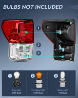 Taillight Assembly Compatible with 2007 2008 2009 2010 2011 2012 2013 Toyota Tundra Rear Tail Light Lamp Replacement OE Style Right Passenger Side