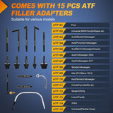 Transmission Fluid Pump Kit 10L Automotive Pneumatic Oil Fluid Extractor ATF Refill Dispenser Transfer Pump with 15 ATF Filler Adapters 2.6 Gal 2 Way Vacuum Fluid Evacuator Oil Change Tool Set