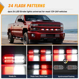 4PCS 24LED Emergency Strobe lights 12V 24V Red White Surface Mount Grille Hazard Safety Warning Light Sync Feature Side Flashing Marker Flash for Car Truck Campers