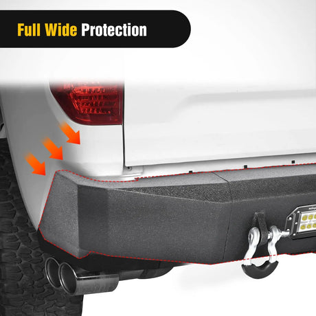 Front Bumper Nilight Rear Step Bumper for 2014 2015 2016 2017 2018 2019 2020 2021 Toyota Tundra Full Width Pickup Truck Rear Step Textured Black Steel with 2X Upgraded 18W LED Lights D-Rings, 2 Years Warranty