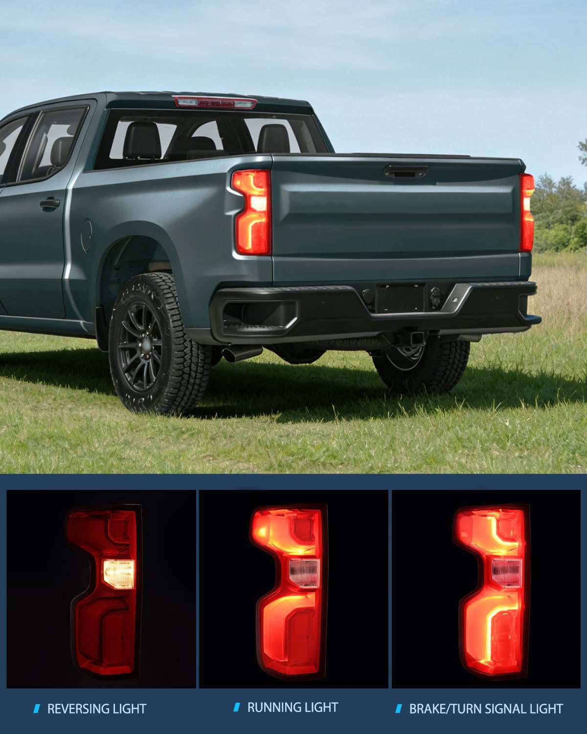 Taillight Assembly for 2019 2020 2021 2022 2023 Chevy Silverado1500 | 2020 2021 2022 2023 Silverado 2500HD 3500HD LED Tail Light Rear Lamp Replacement Driver and Passenger Side