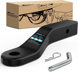 Forged Trailer Hitch Mount Fits 2 Inch Receiver Square 5/8 Inch Hitch Pin Clip 17000 lbs 2 Inch Drop, 1-1/4 Inch Hole, Gloss Black Powder Coat