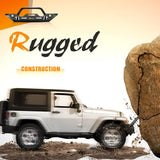 Front Bumper Compatible for 07-18 Wrangler JK & Unlimited Rock Crawler Bumper with 4 x LED Lights Winch Plate and 2 x D-Rings Upgraded Textured Black