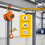 1/2 Ton 1100 lbs Manual Chain Hoist 80 Galvanized Chain 10 ft Lifting Height Industrial Grade Steel Structures for Garages Warehouse Automotive Machinery