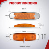 6.3 Inch Amber Rectangle Side Marker Light with High Low Strobe | 12 LED IP67 Waterproof Chrome Bezel 12V Surface Mount Marker & Clearance Light Fits Pickup Trucks Trailers RVs Boats,10 Pack