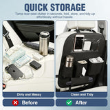 Car Seat Back Organizer 1PC Black PU Leather Universal | Cup Holder Tissue Box Removable Bucket Waterproof Multifunctional Storage Bag for Cars Vans SUVs MPVs Pickup Trucks